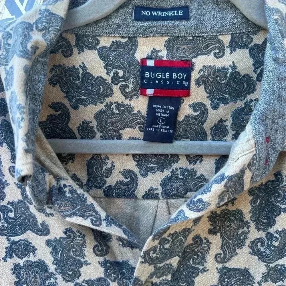 Bugle Boy Classic Button Down Printed‎ Shirt Size L - Picture 3 of 8